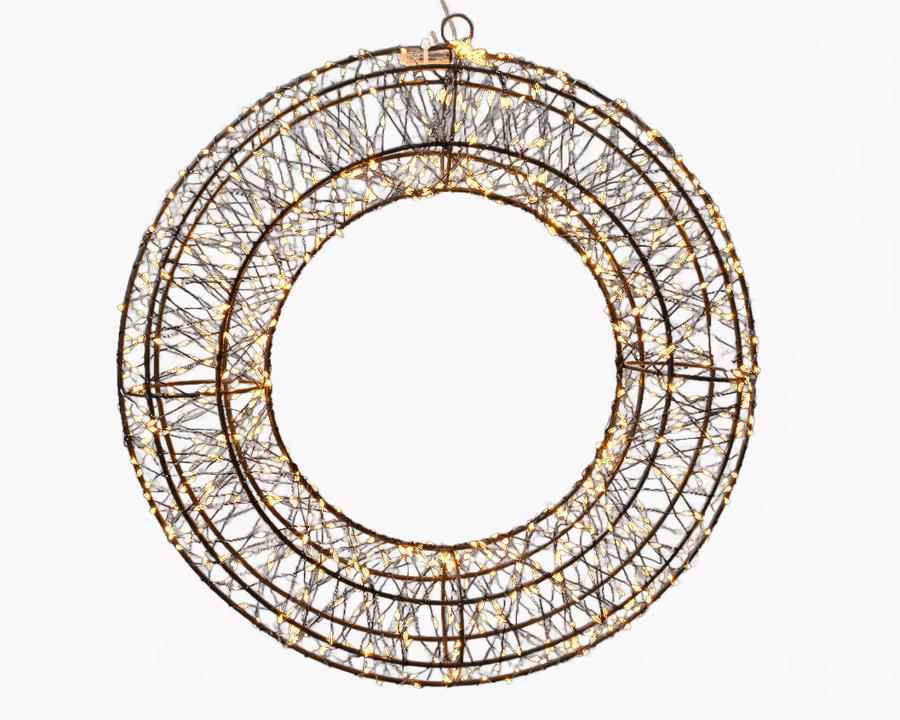 Black Wire Wreath Pre Lit Micro Classic Warm LED