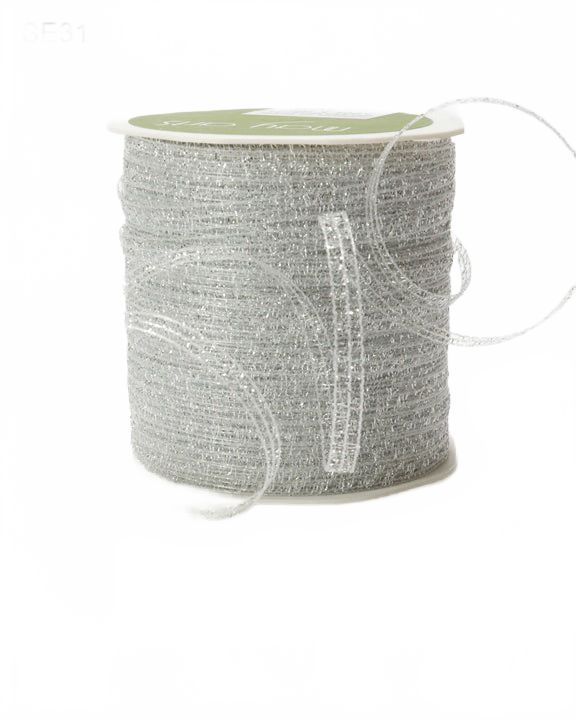 1/8 Inch Sparkle Glitter Curling Silver Ribbon