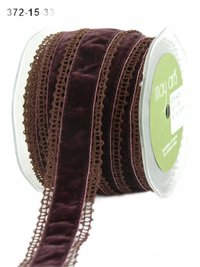 1.5 Inch Crochet With Brown/Brown Velvet Center Ribbon