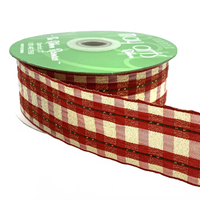 ~1.5″ (40Mm) Woven Metallic Plaid Christmas Ribbon