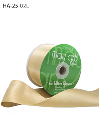 2.5 Inch Classic Double Faced Dark Champagne Satin Ribbon With Woven Edge