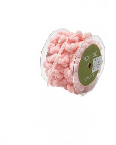 1/2 Inch Large Pom Pom String Light Pink Ribbon