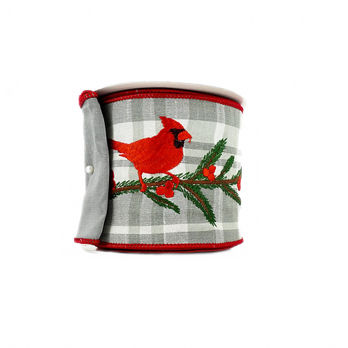 Ribbon Plaid Cardinal 4" Silver And Red