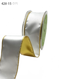 1.5 Inch Satin Metallic Reversible Ribbon With Woven Edge