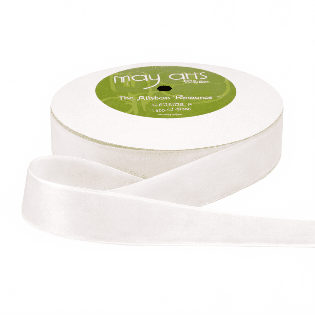 1.5 Inch Classic White Velvet Ribbon With Woven Edge
