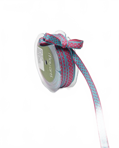 3/8 Inch Reversible Dots Pink/Blue Ribbon With Woven Edge