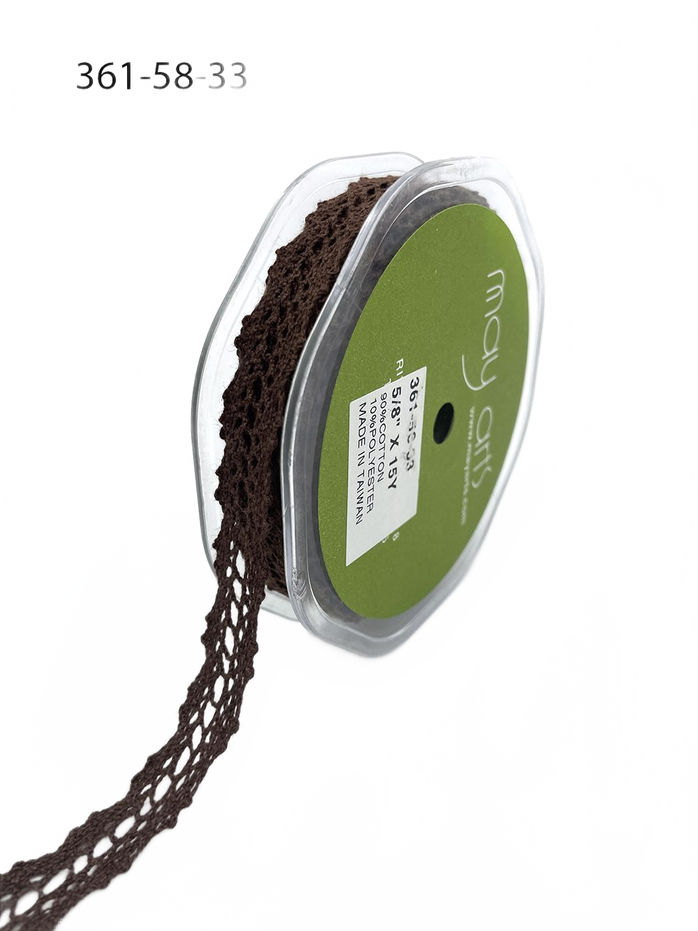 5/8 Inch Crochet Brown Ribbon