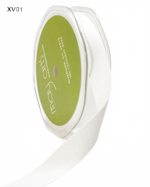 5/8 Inch Double Faced Faux Suede White Ribbon With Woven Edge