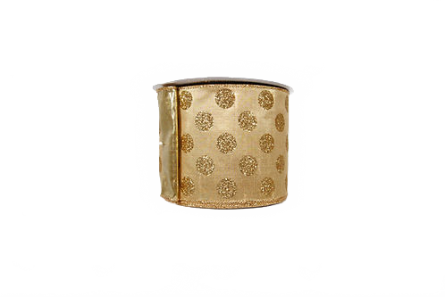 Ribbon Glitter Polka Dots 4" Gold