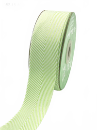 1.5 Inch Celery Twill Chevron Stripe Ribbon With Woven Edge