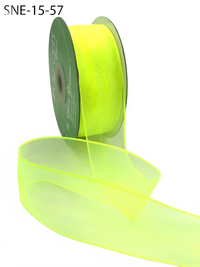 1.5 Inch Soft Neon Yellow Sheer Ribbon With Thin Solid Edge