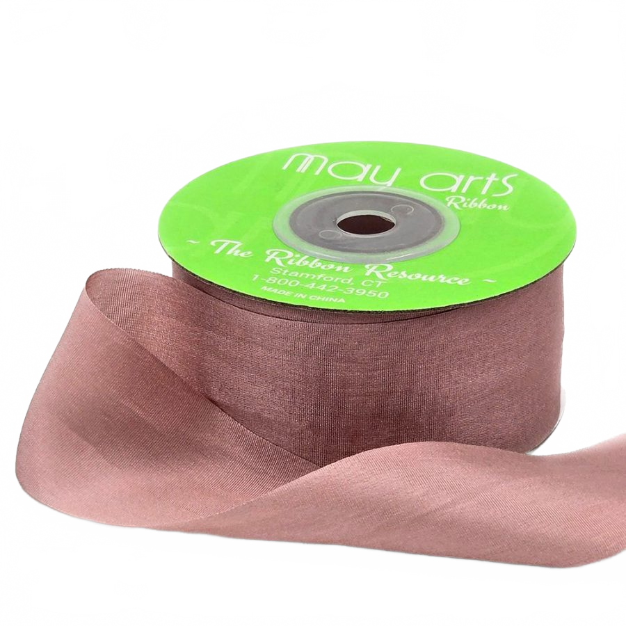1.25 Inch 100% Hand-Dyed Woodrose Silk Ribbon With Woven Edge