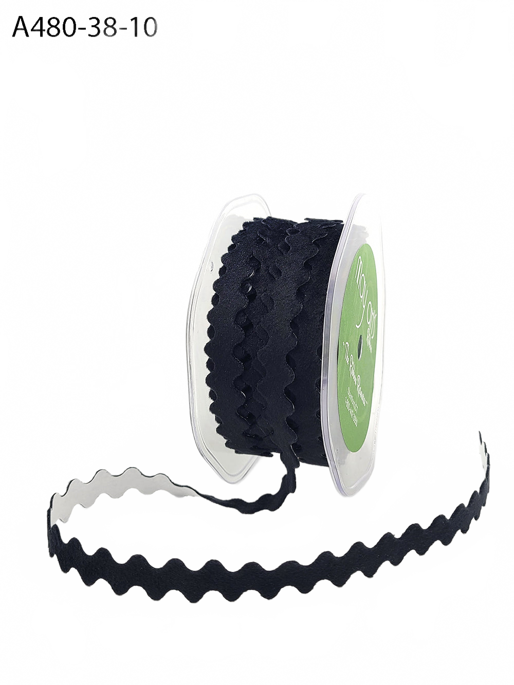3/8 Inch Adhesive Black Velvet Ric Rac Ribbon With Cut Sealed Edge