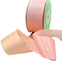 1.25 Inch 100% Hand-Dyed Variegated (Multi-Color) Pink/Champagne Silk Ribbon With Woven Edge