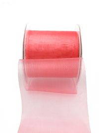 3 Inch Soft Shimmer Watermelon Sheer Ribbon With Cut Edge