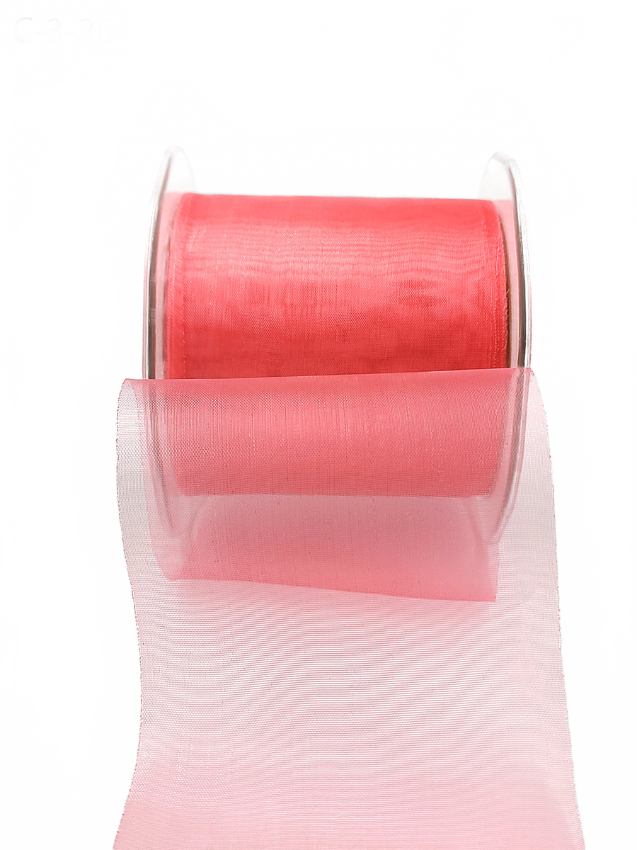 3 Inch Soft Shimmer Watermelon Sheer Ribbon With Cut Edge