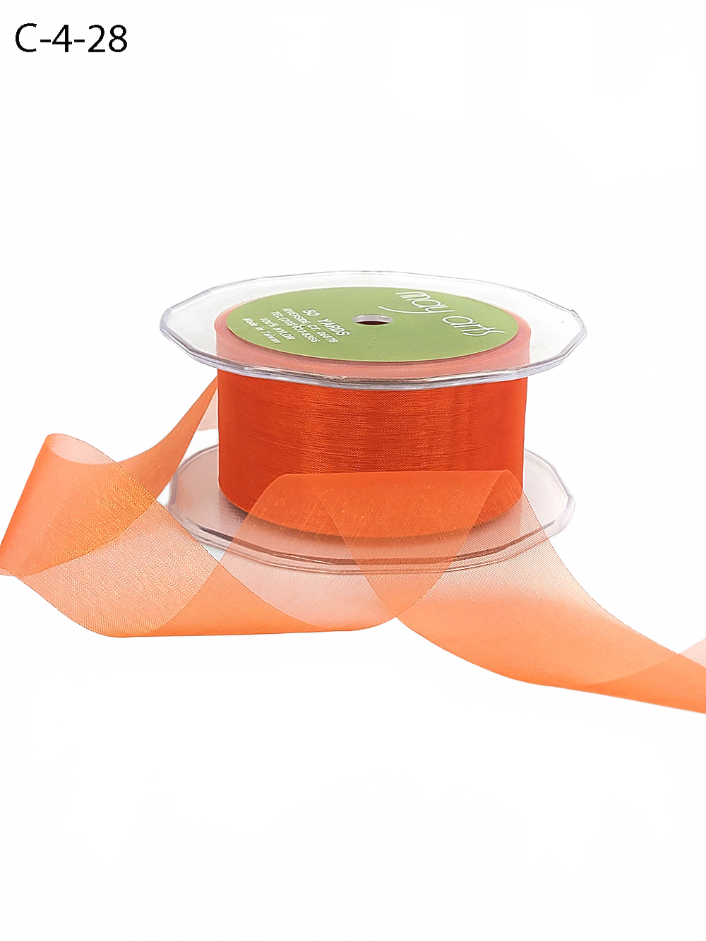 1.5 Inch Soft Shimmer Orange Sheer Ribbon With Cut Edge