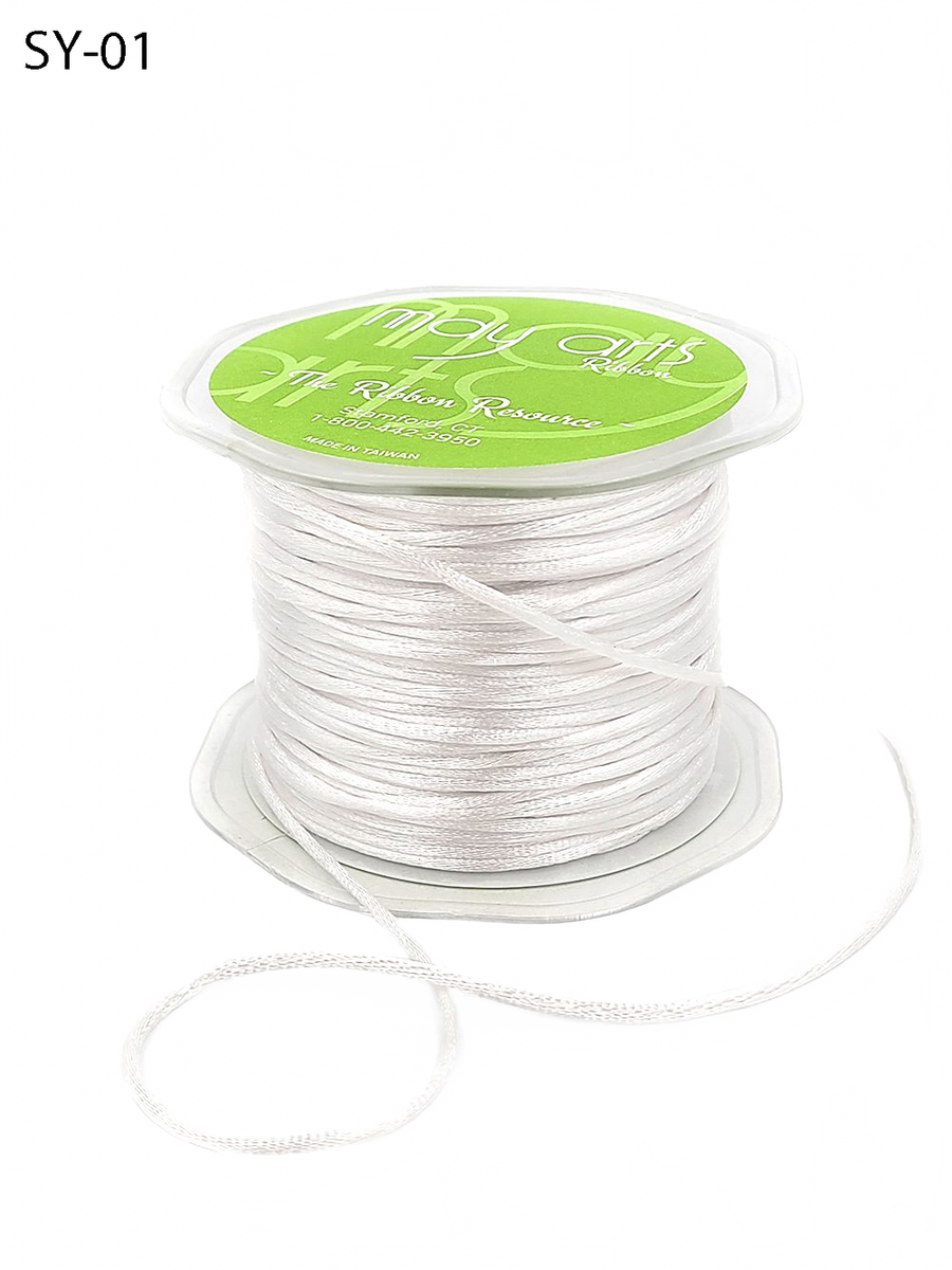 1/8 Inch White Satin String Cord Ribbon