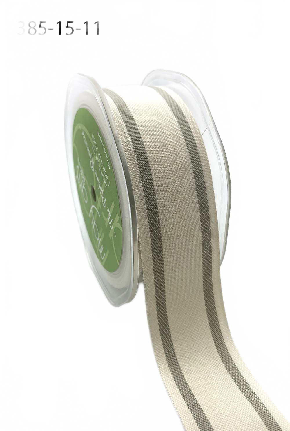 1.5 Inch Natural Cotton Blend Woven Double Stripe Ribbon With Woven Edge