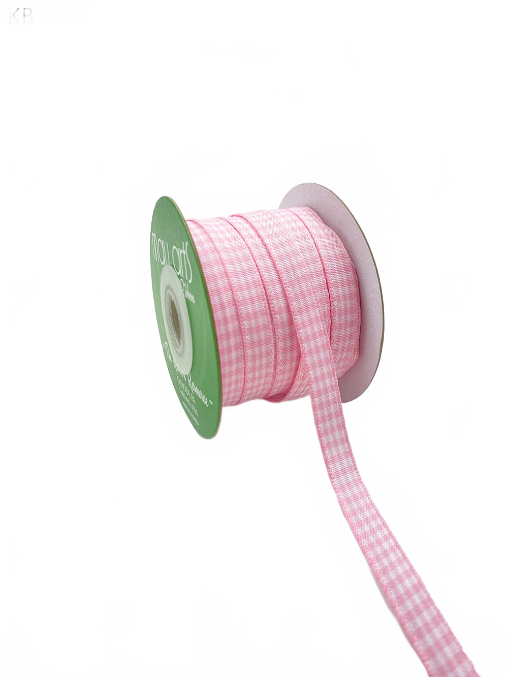 3/8 Inch Checkered Light Pink Ribbon With Woven Edge