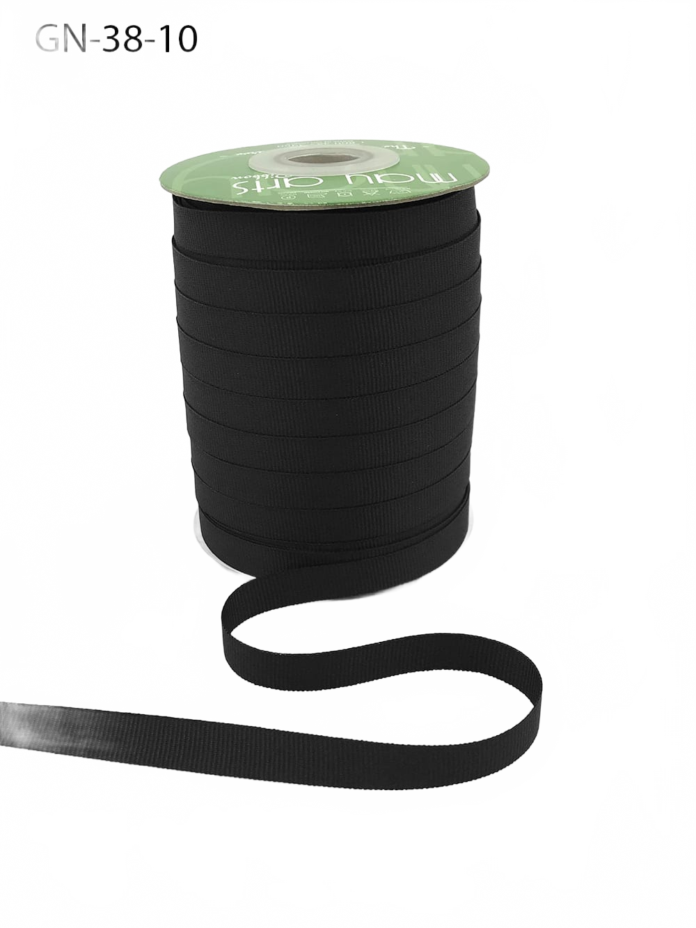 ~3/8 Inch Light-Weight Flat Black Grosgrain Ribbon With Woven Edge