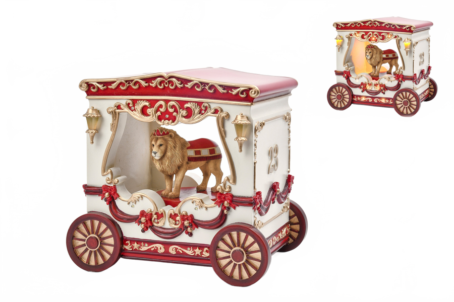 Lion Turning In Circus Wagon Music Box With Led Light