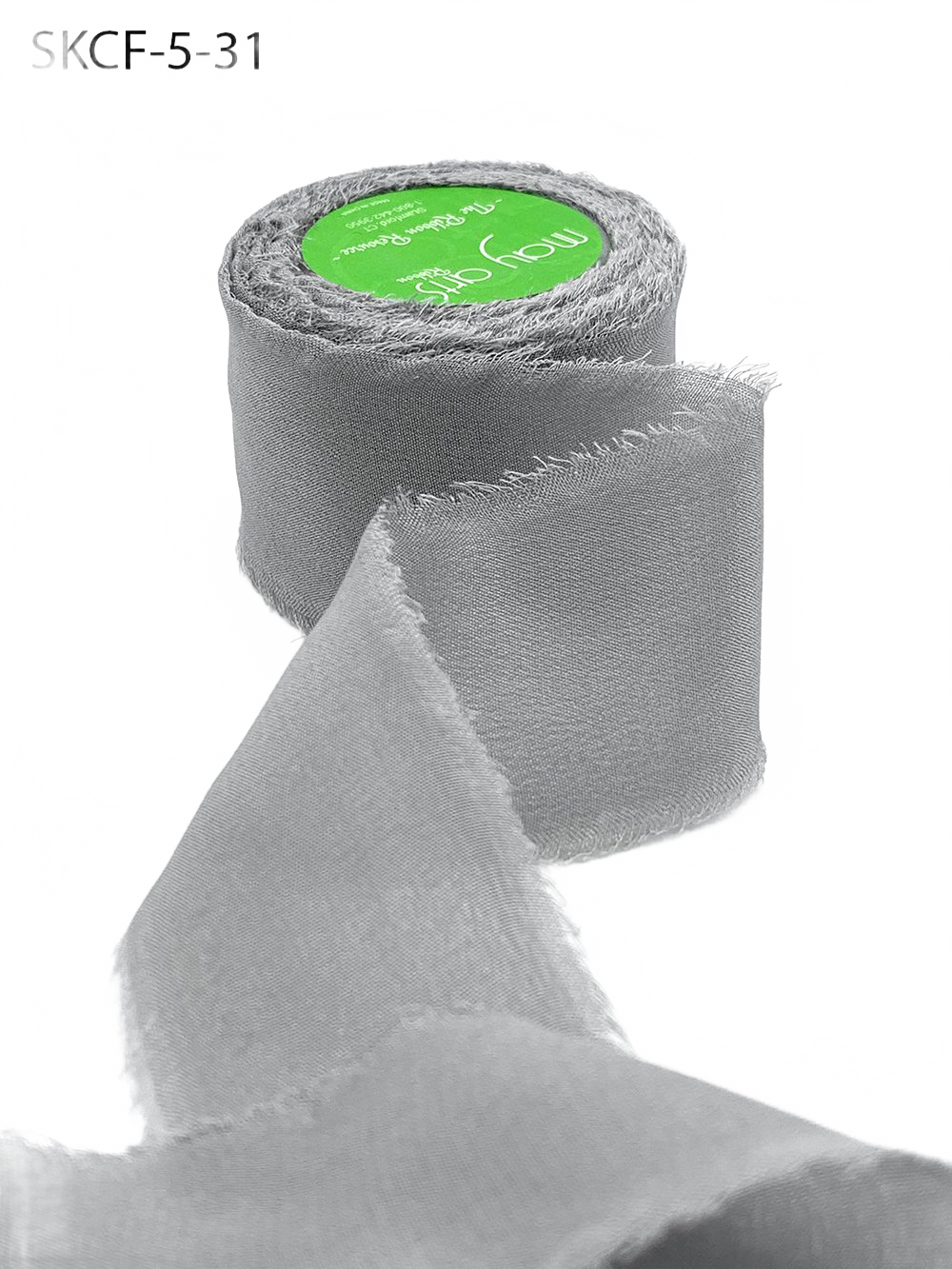 1.25 Inch 100% Silk Grey Crepe With Frayed Edge (Non-Dyed And Hand-Dyed)