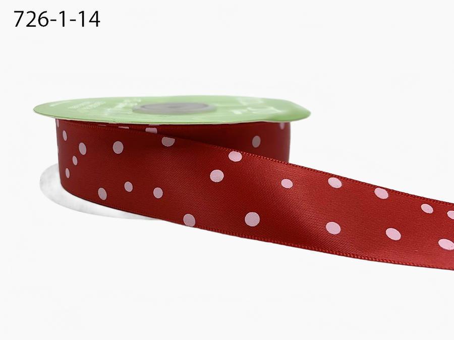 ~1 Inch Satin Holiday Print Ribbon With Woven Edge