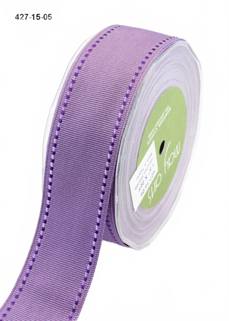 1.5 Inch Lavender/Purple Grosgrain Ribbon With Woven Stitched Edge