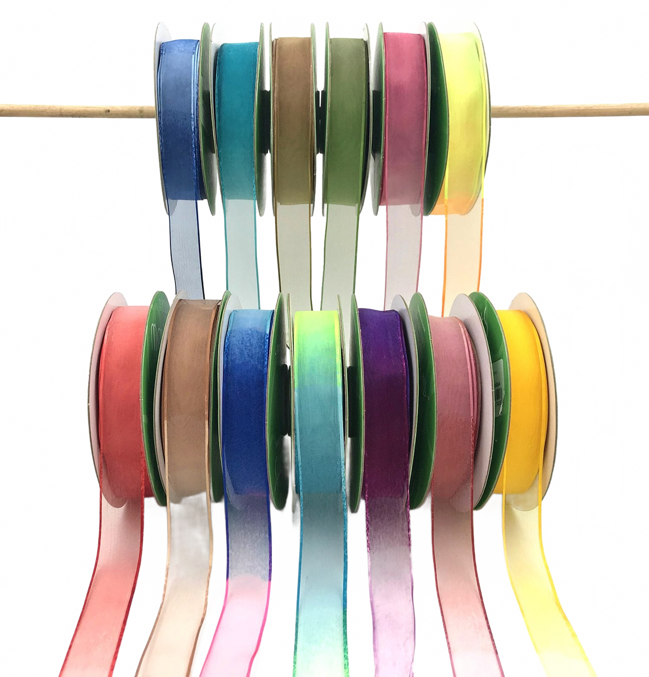 3/4 Inch Soft Variegated (Multi-Color) Sheer Ribbon With Thin Solid Edge