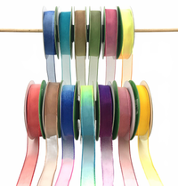 3/4 Inch Soft Variegated (Multi-Color) Sheer Ribbon With Thin Solid Edge