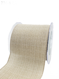 4 Inch Faux Natural Linen Woven Wired Edge Ribbon