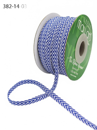 1/4 Inch Navy Twill Chevron Stripe Ribbon With Woven Edge