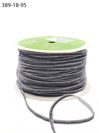 1/8 Inch Charcoal Velvet String Cord Ribbon With Woven Edge