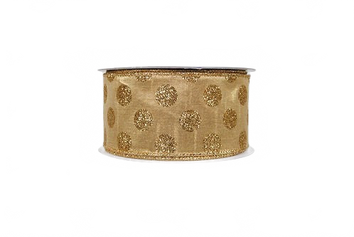 Ribbon Glit Polka Dots 2.5X10 Gld