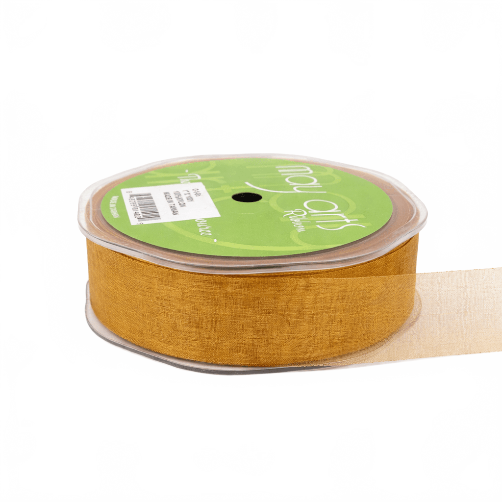 1 Inch Soft Shimmer Pumpkin Sheer Ribbon With Cut Edge
