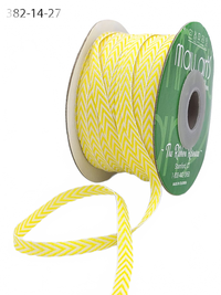 1/4 Inch Yellow Twill Chevron Stripe Ribbon With Woven Edge