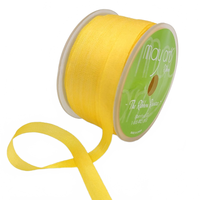 100% Hand-Dyed 1/4 Inch Lemon Silk Ribbon With Woven Edge