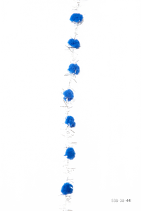 3/8 Inch Pom Pom With Blue/Silver Metallic Fringe