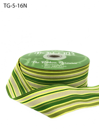 1.5 Inch Green/Ol/Parrot Green Grosgrain Multi-Color Striped Ribbon With Woven Edge