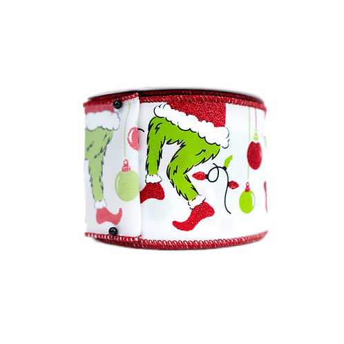 Ribbon 2.5" Furry Elf Legs Lime, Red And White