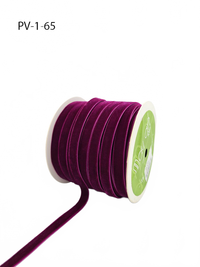 3/8 Inch Classic Plum Purple Velvet Ribbon With Woven Edge