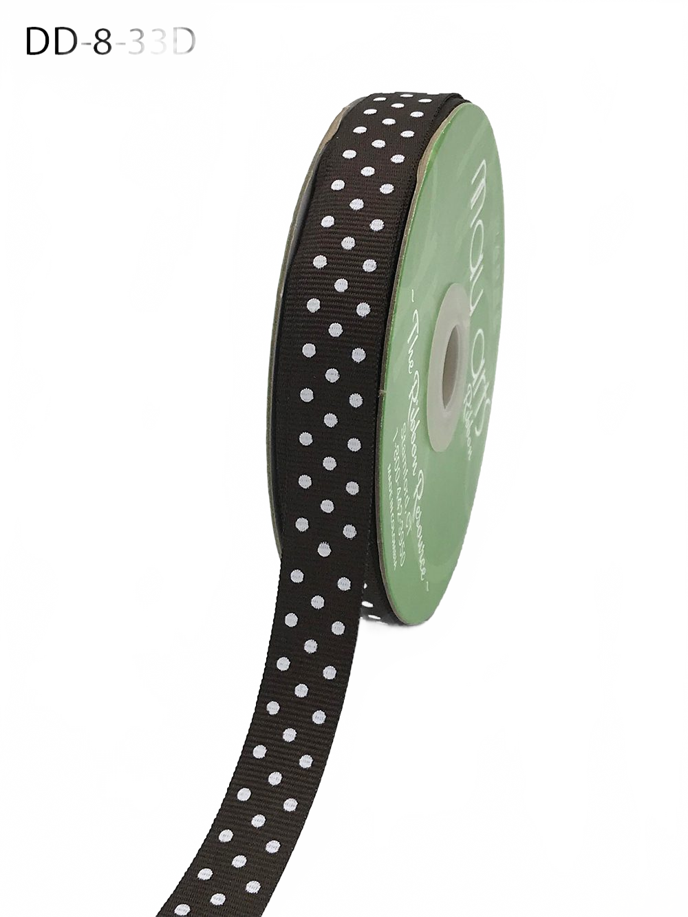 5/8 Inch Brown/White Dots Grosgrain Printed Dots Ribbon With Woven Edge