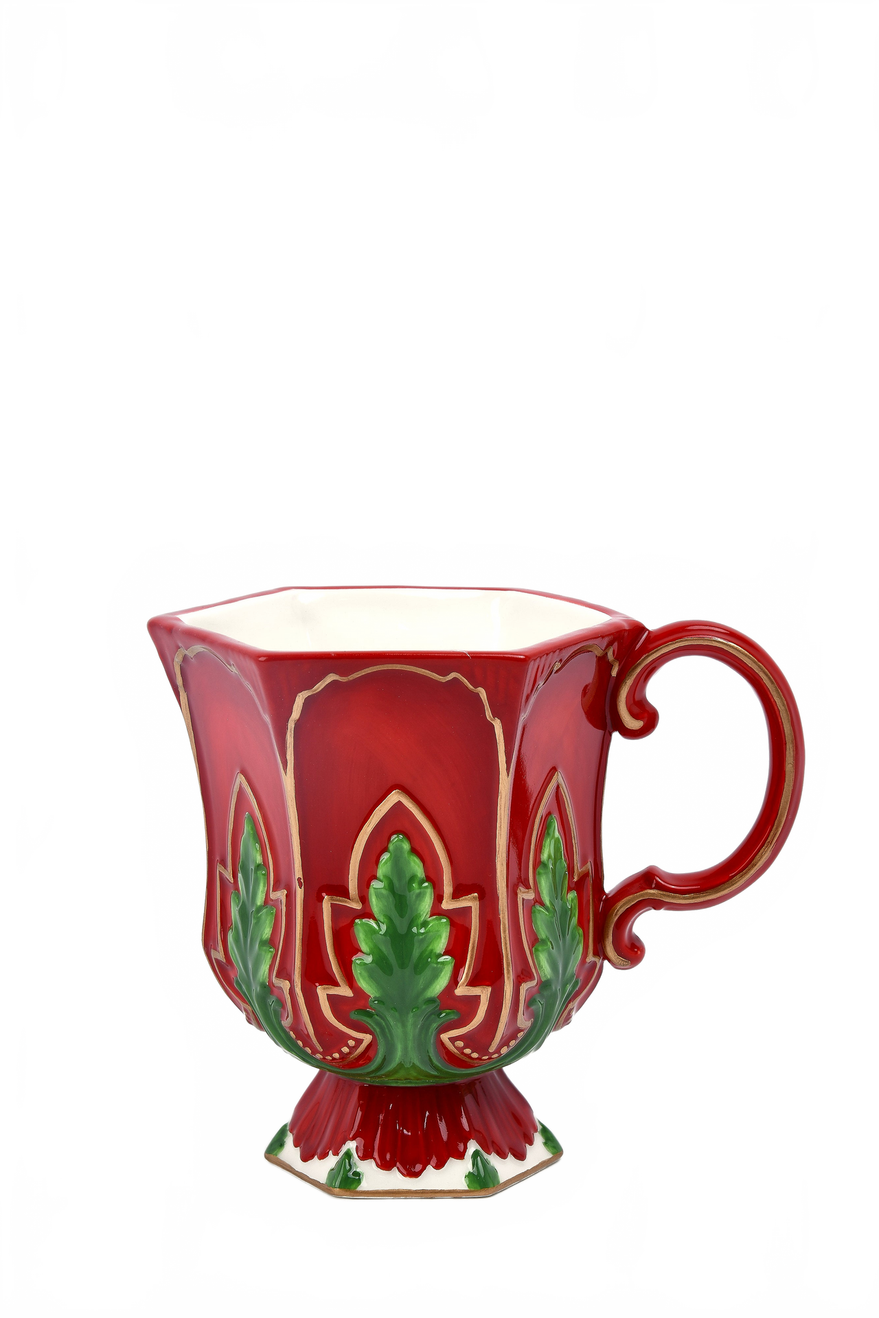 Footed Mug, Red & Green