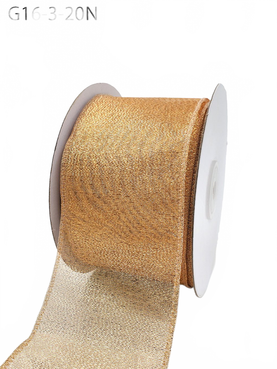 2.5 Inch Semi-Sheer Metallic Gold Ribbon