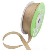 100% Hand-Dyed 1/4 Inch Taupe Silk Ribbon With Woven Edge