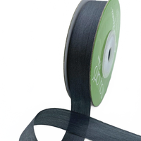 1/2 Inch 100% Hand-Dyed Charcoal Silk Ribbon With Woven Edge