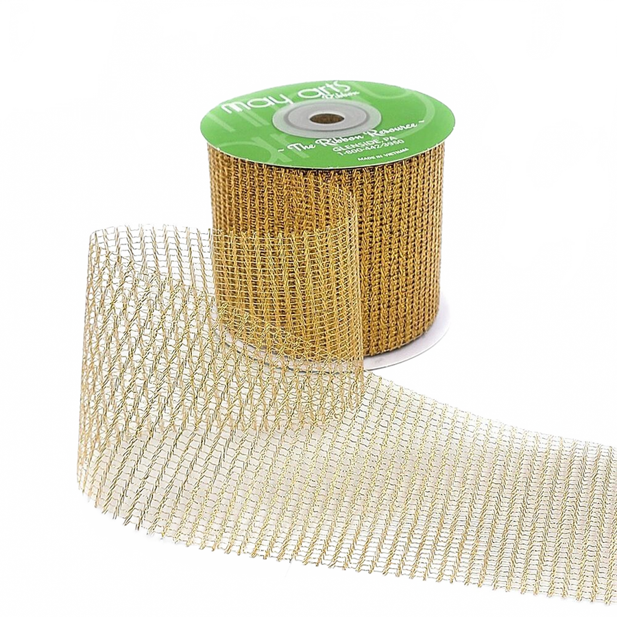 2.5 Inch Loose Weave Copper Metallic Knit Net Ribbon