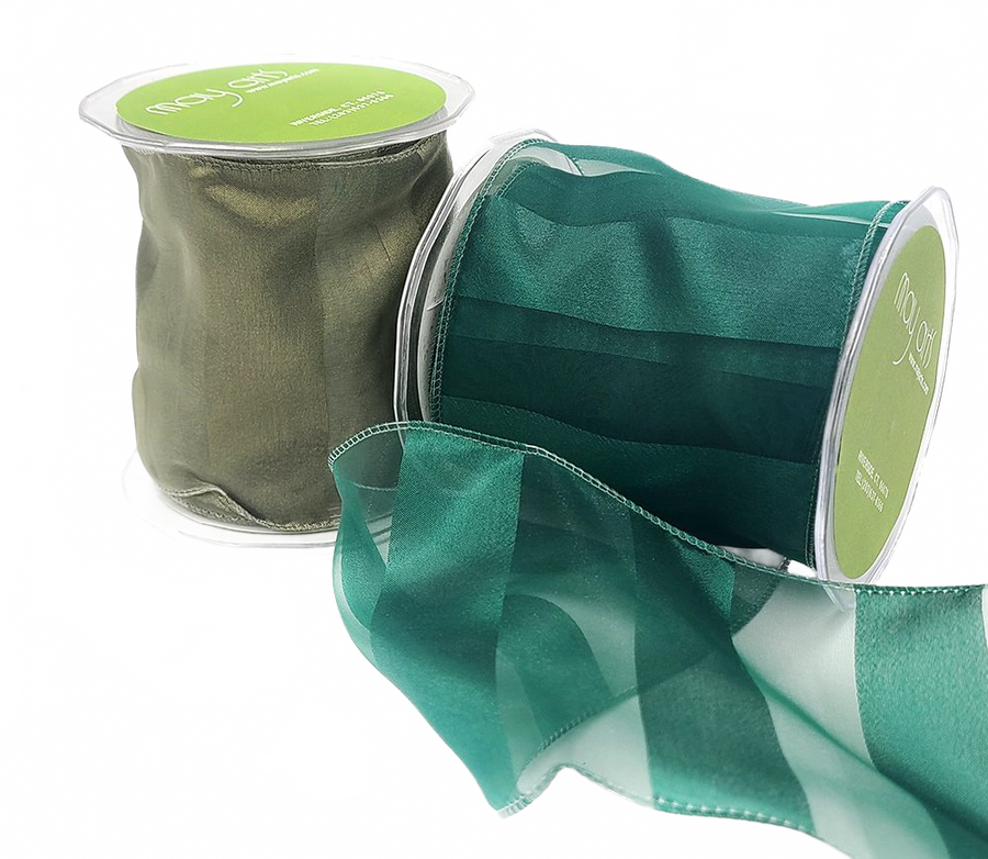 4 Inch Sheer Stripes Ribbon With Wired Edge