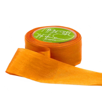 1.25 Inch 100% Hand-Dyed Orange Silk Ribbon With Woven Edge